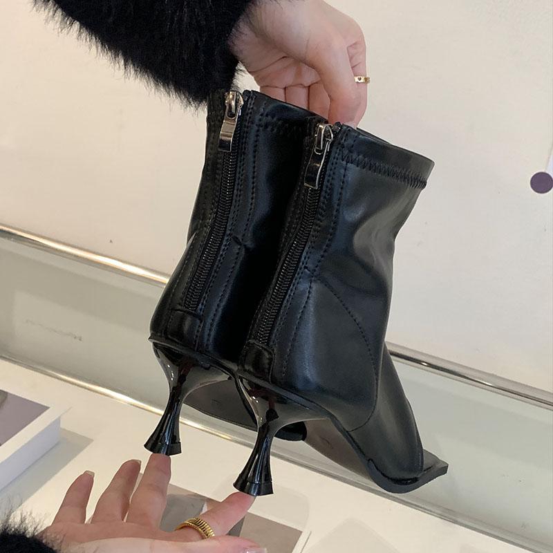 Fashion Fashion Zippers Footwear Open Toe Ladies Heeled Sandals Shoes Female Thin Heels Modern Sandals Boots Shoes For Women Flip flops