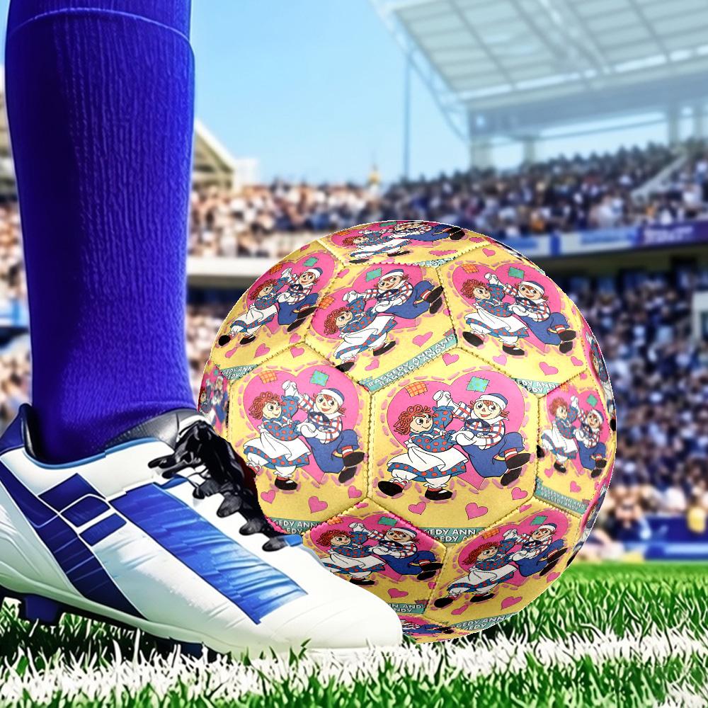 Raggedy Ann And Andy Adventure Size 5 Soccer Ball, Suitable for Training and Matches, High-Elasticity, Wear-Resistant Material Gift for Fan
