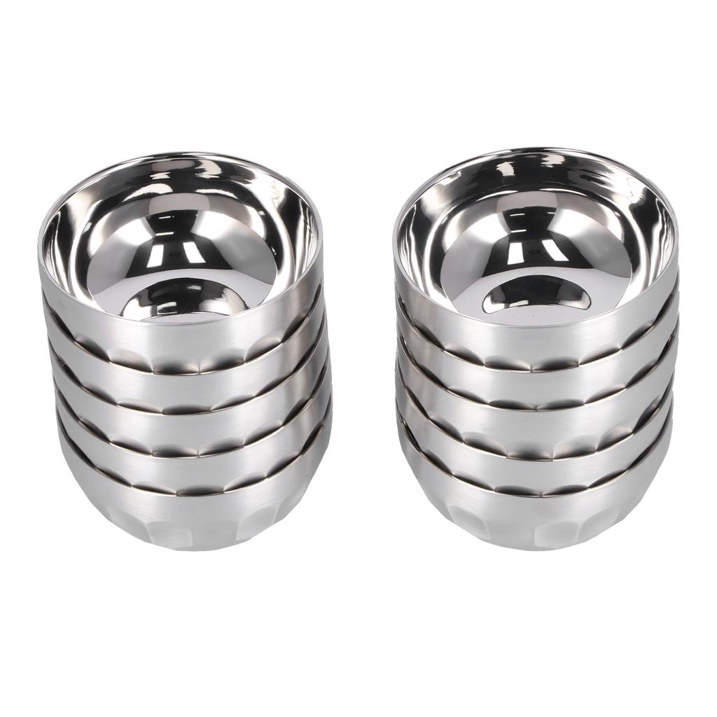 10pcs Soup Bowl 304 Stainless Steel Double Wall Reusable Salads Container Dishwasher Safe