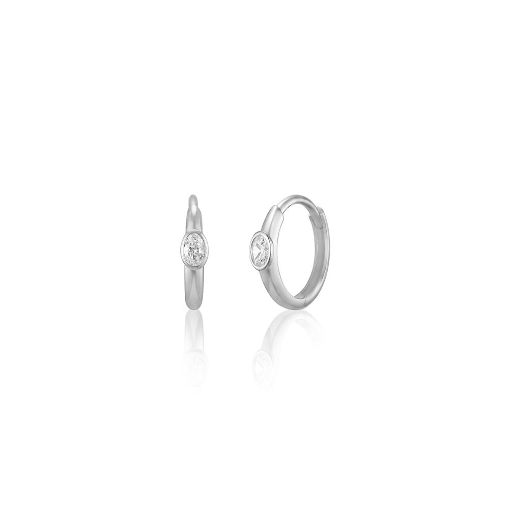 Lunne 14K Oval Stone Point One-Touch Ring Earrings (14K Gold) #Lfe26