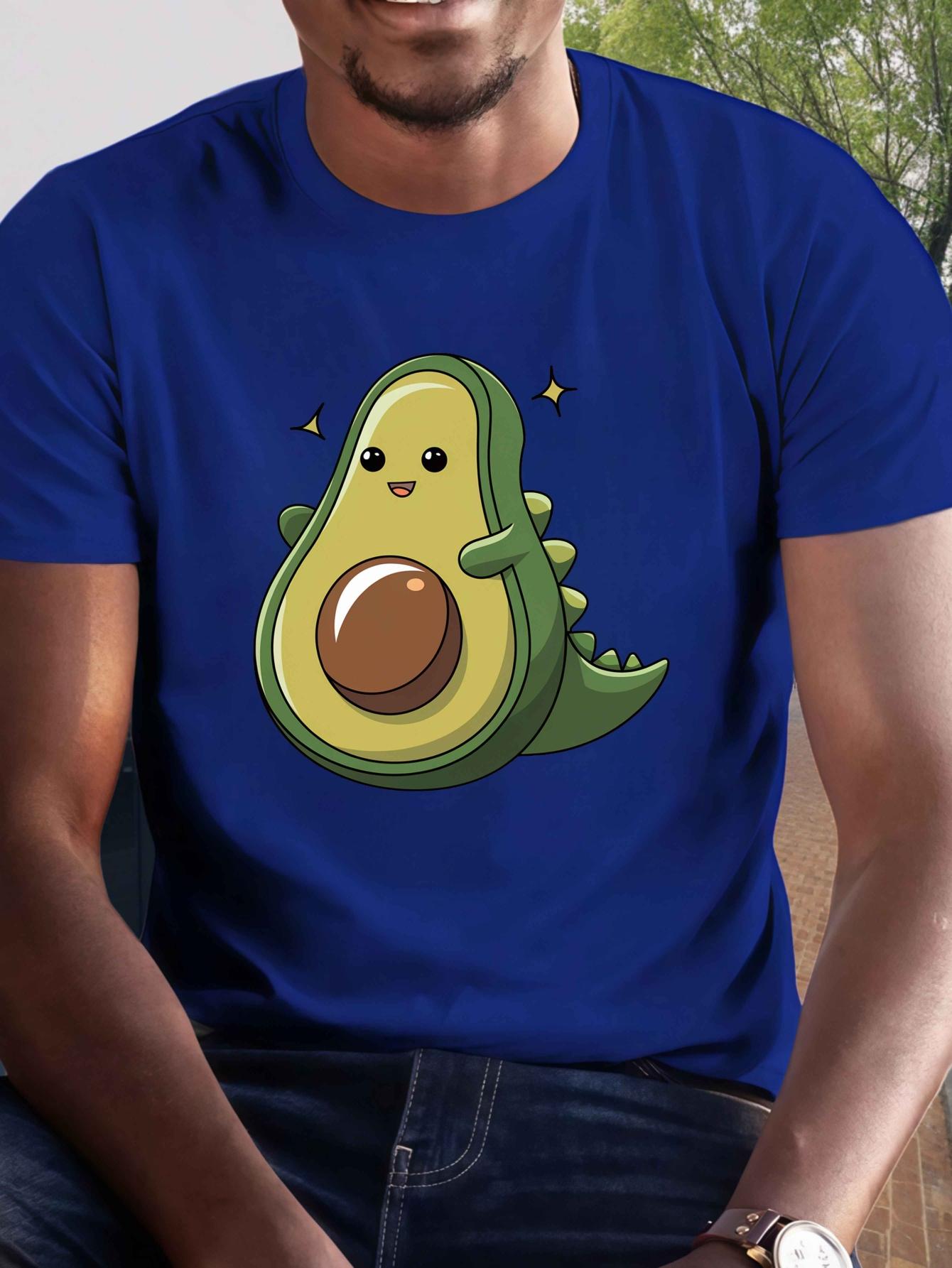 Men Avocado Print T-Shirt - Casual Short Sleeve Summer Tee with Avocado & Guacamole XXXL