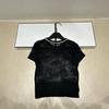 Fragrant Bow Jacquard Knit Hollow Short Sleeve Top