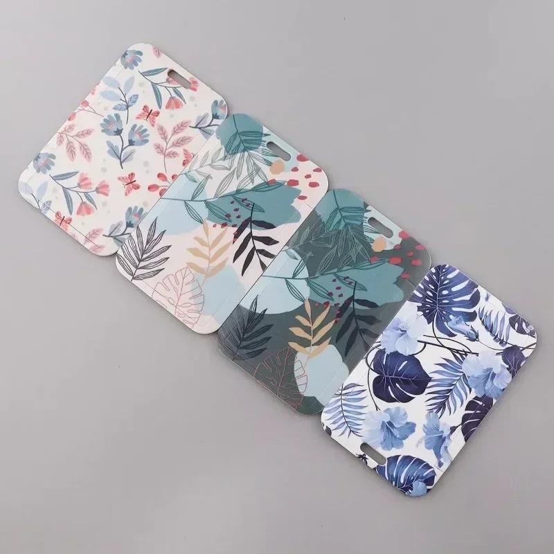Green Plant Card Holder Case Student Badge Work Access Card ABS Plastic Lanyard Card Cover Bags for Women Girl