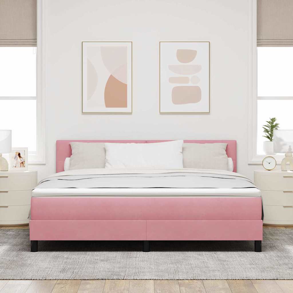 Box Spring Bed with Mattress and Headboard Pink 180 x 200 cm Velvet