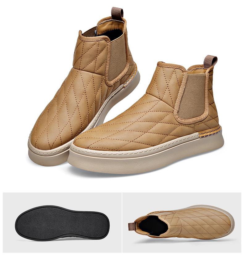 2024 Winter Shoes for Men Ankle Boots Genuine Leather High Tops Leather Casual Shoes Man Outdoor Warm Plush Snow Boots