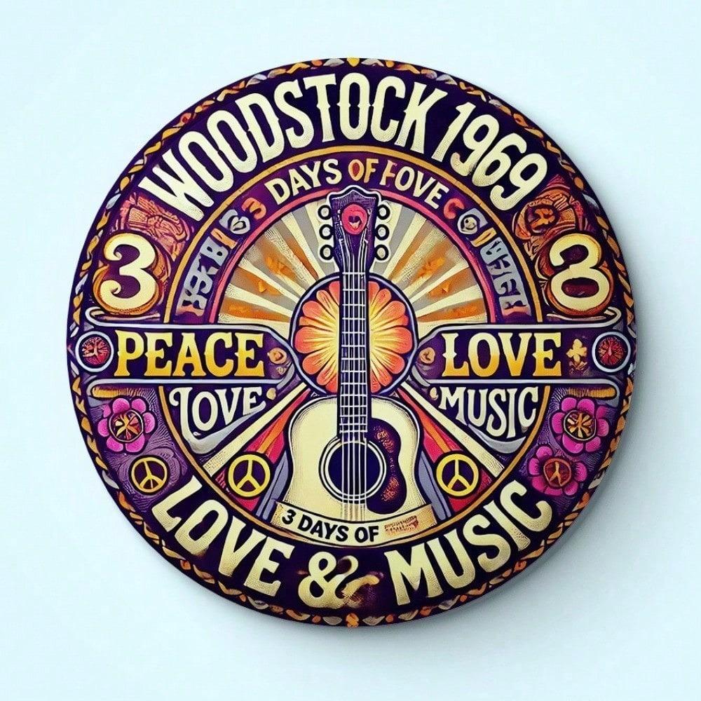 Retro Woodstock 1969 Music Wall Decor Tin Sign Metal Art 8x8 Inch Bar Cave Garage Decor