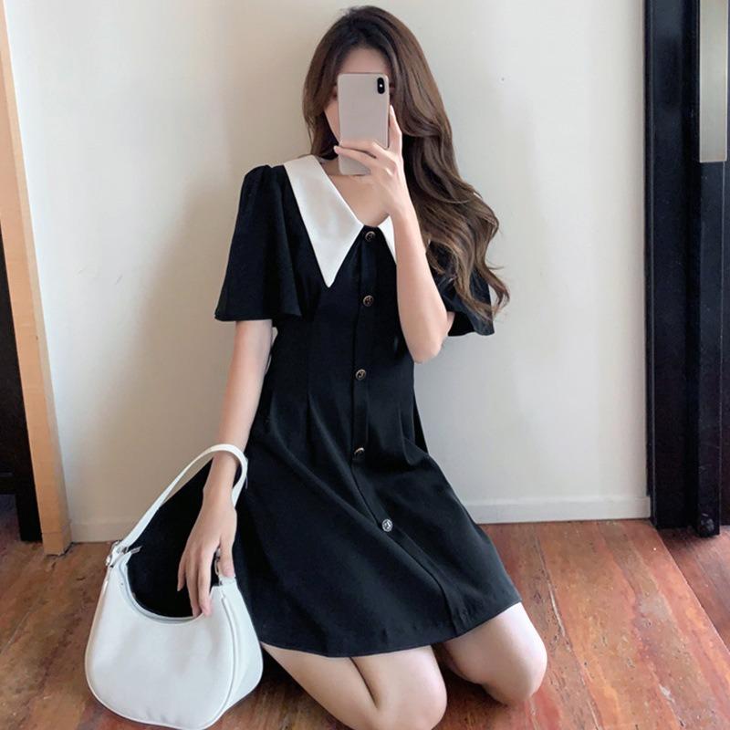 Vestido de verano para mujer, con cuello de muñeca, cintura adelgazante, talla grande, estilo extranjero