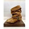 Sheepskin Version Niche Cat and Leather Western Boots Women's Folding Pile Boots Autumn and Winter New Fashion Temperament Versatile Short Boots
