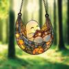 Halloween Acrylic Suncatcher Adorable Ghost Reading Book Pendant Black Cat Teacup Spooky Window Hanging Decoration for Home Parties Festivals