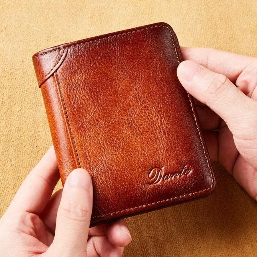 New men's wallet vertical first layer cowhide anti-theft swipe card degaussing genuine leather wallet popular wallet