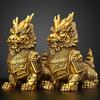 1pair High Quality Feng Shui Lucky Copper Animal Unicorn Home Office Ornaments Desk Decor