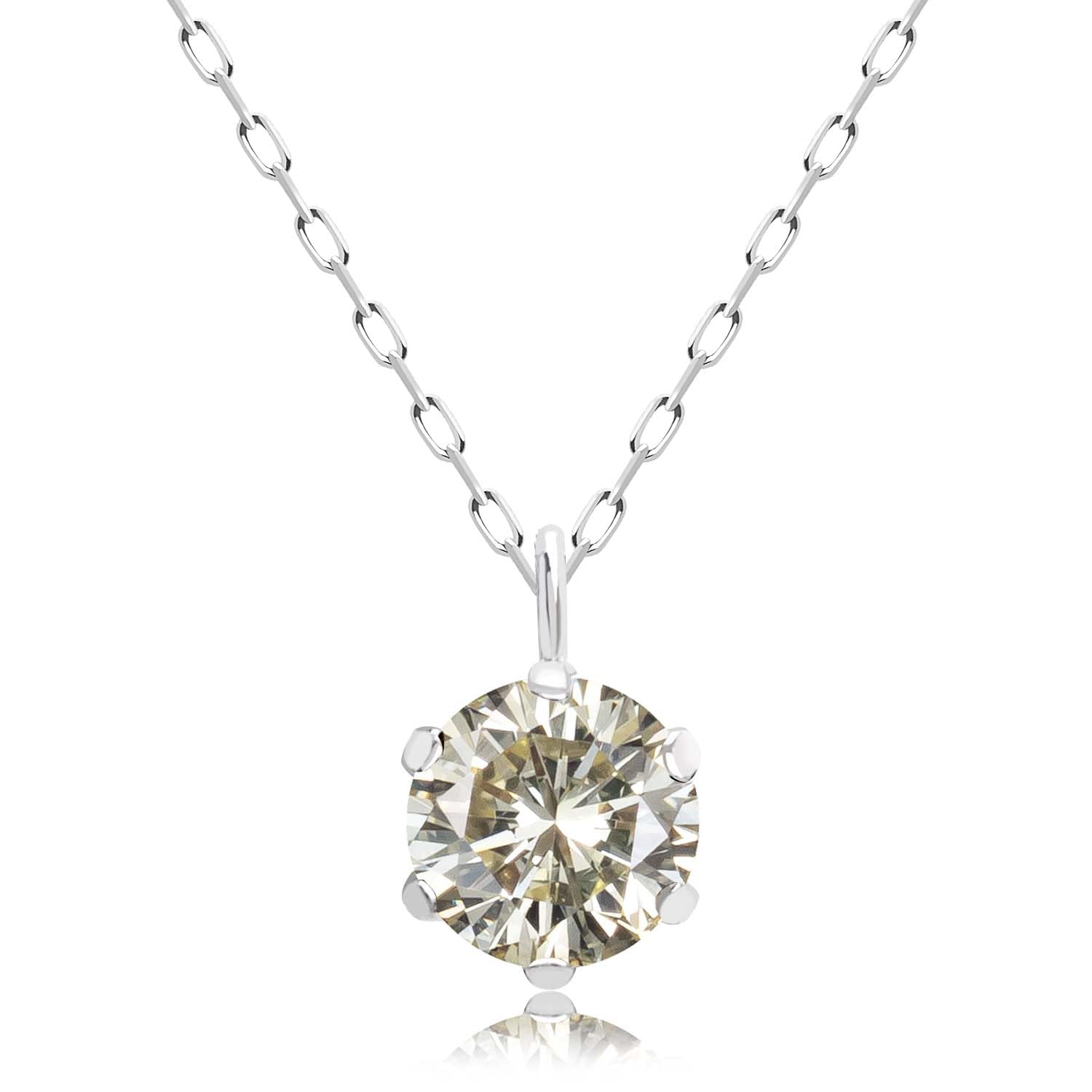

Diamond Necklace Champagne Color VS Class 6 Prongs Single Platinum PT900 Identification Card Included [Lara Christie] 0.3ct lp56-0023-pt платиновий