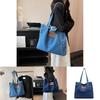 New Korean Style Denim Bag Women Harajuku Lazy Fashion Large Capacity Shoulder Bag Japanese Casual College Student Backpack Street Trend Deep Blue