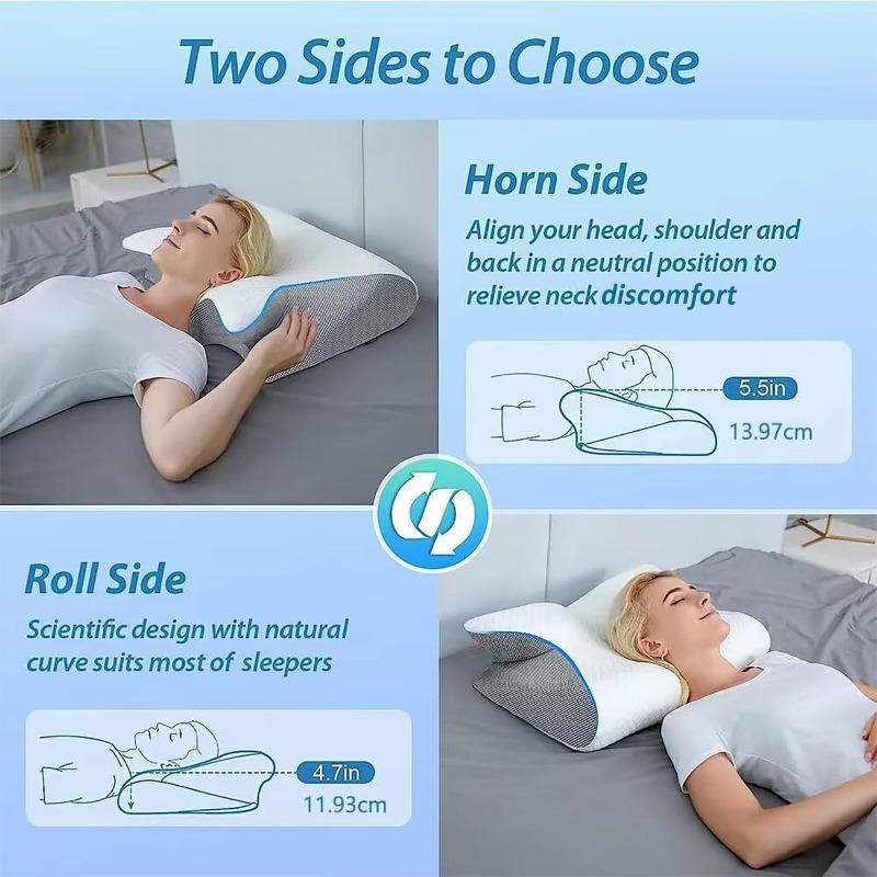 Cervical Pillow Neck Support Ergonomic Side Sleeping Pillow, Suitable for Side Sleepers, Back Sleepers and Stomach Sleepers