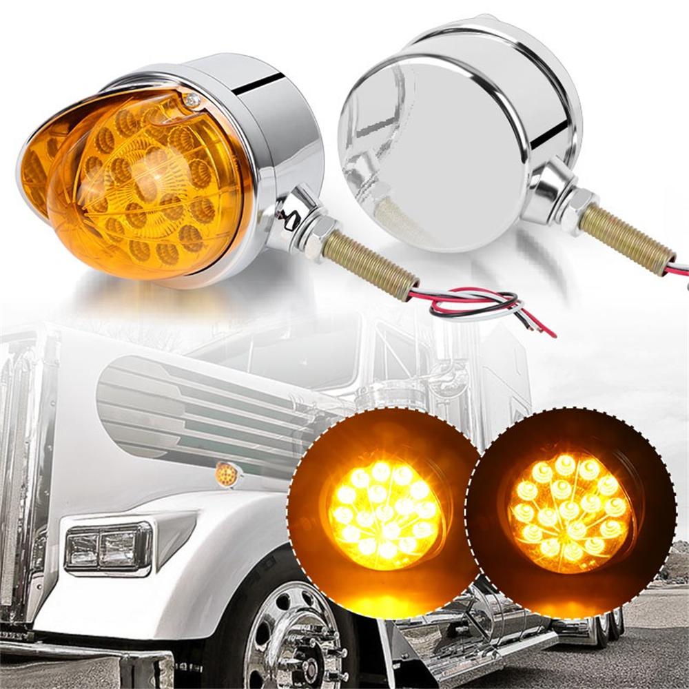 2X Amber LED Single Face Semi Truck Fender Side Marker Light Turn Signal DRL 12V