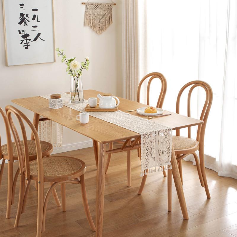 

Pastoral Crochet Hollow Table Bleece Tassel Bilateral Waves Black White Table Flag 24x100