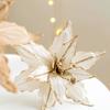 1PC Poinsettia Flower Decorative Home Decor Realistic Christmas Beautiful Shimmering Powder Glitter