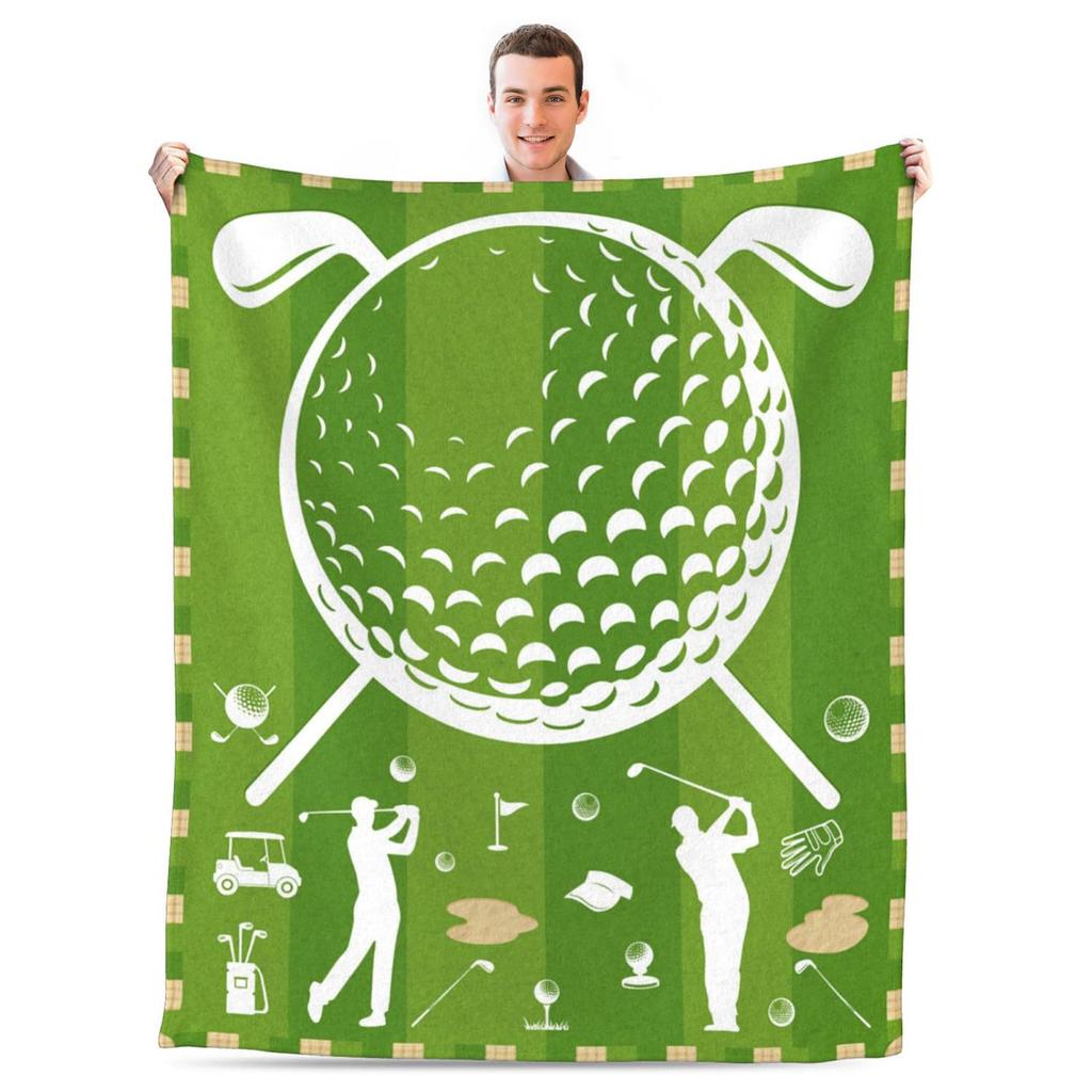 Golf Pattern Flannel Blanket Comfort Blanket Fit Sofa Office Camping Blanket Holiday Gift Blanket