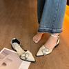 Fashion Fashion Block Heel Pointed Toe Sandals Women's Spring New Baotou Shallow Mouth One Buckle Strap Low Heel Shoes