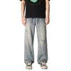 American retro ripped washed straight jeans men's street hip hop trend youth loose and versatile wide-leg trousers