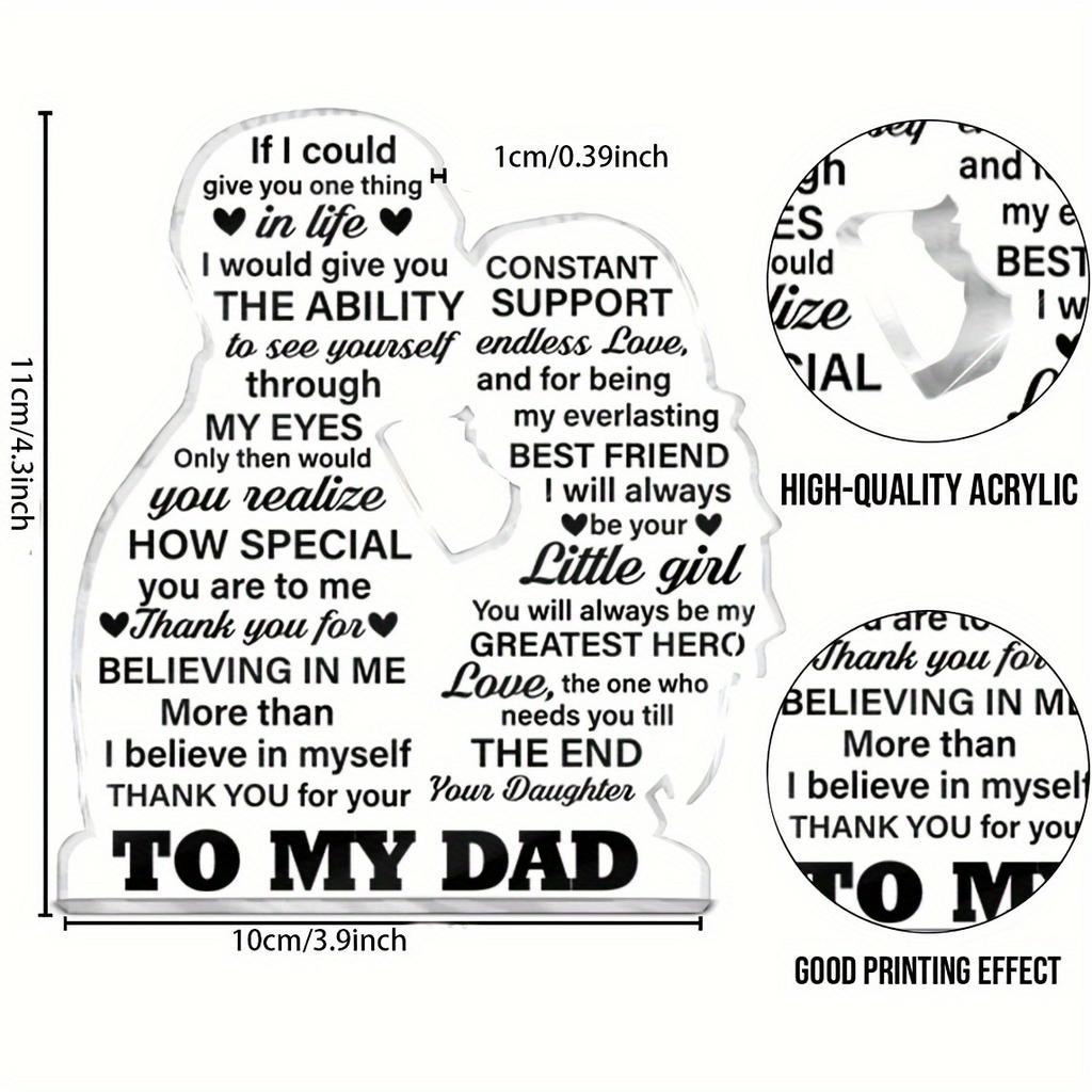 2D Flat Acrylic Father's Day Gift, Suitable for Dad Decoration, Indoor and Outdoor Decoration - No Need for Batteries/electricity, Free Day Decoration