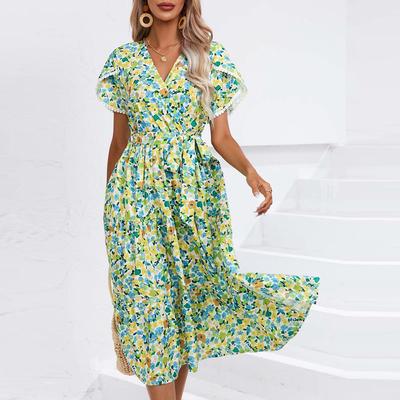 2024 Roupas Femininas de Alta Qualidade Moda Roupas de Verão Vestido Floral Fenda Lateral Streetwear Saias Casuais Para Mulheres
