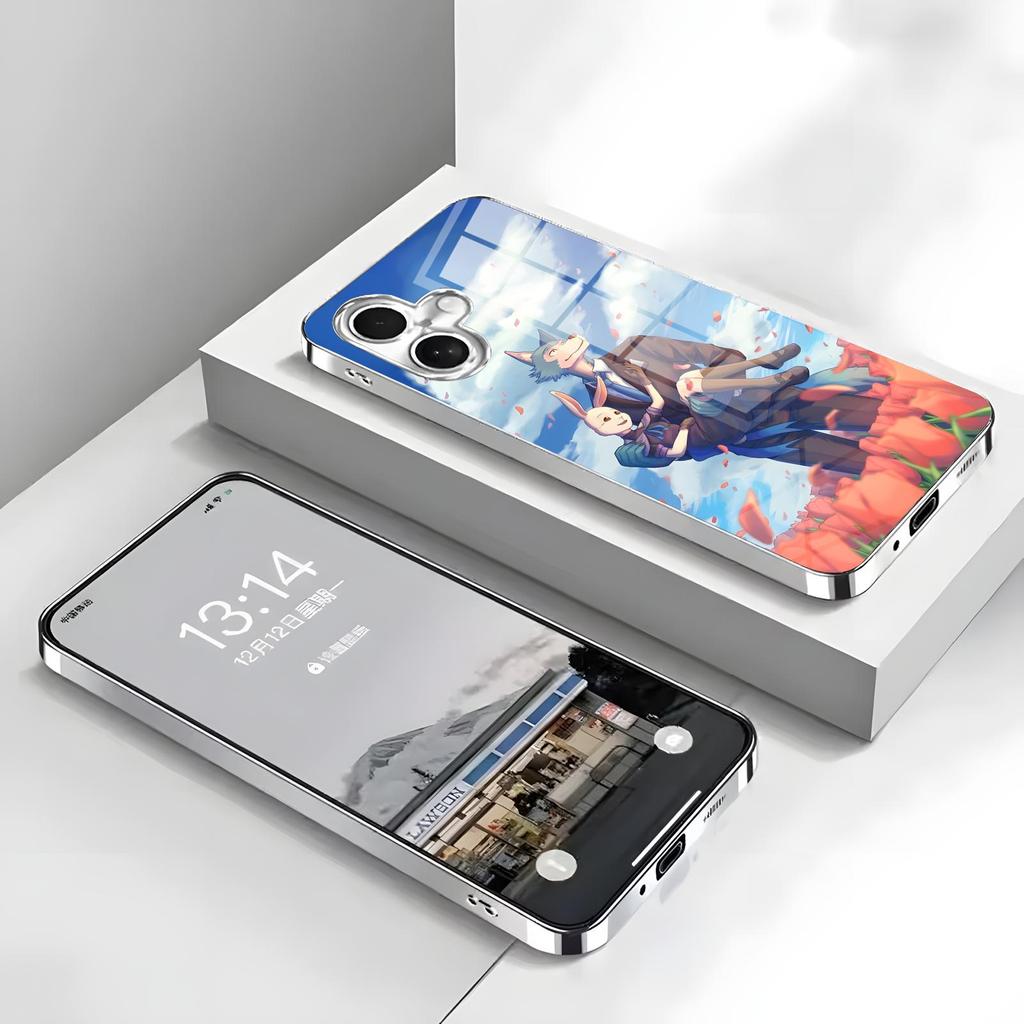 BEASTARS Phone Case For iPhone17 16 16e 15 14 13 12Plus Mini Pro Max Electroplated glass Phone Case