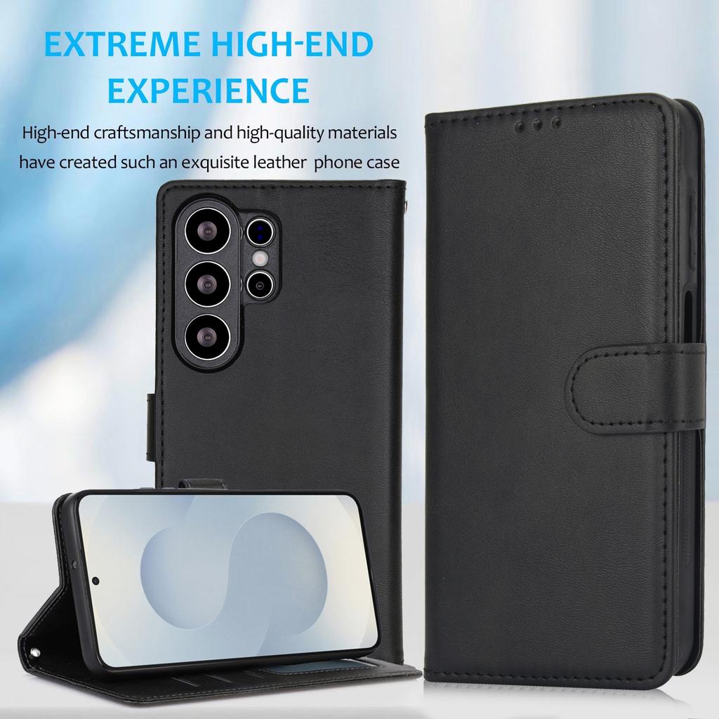 Magnetic Leather Case for Samsung Galaxy S26 Ultra S25 Edge S24 Plus S23 FE S22 S21 S20 Note20 Hand Strap Detachable Card Wallet