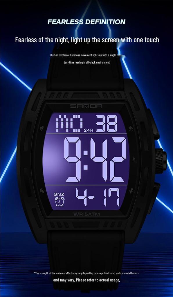 Sanda Men's Sports Watch - Luminous, 50M Waterproof, Electronic, Countdown Timer, Alarm, Calendar, Multifunction.