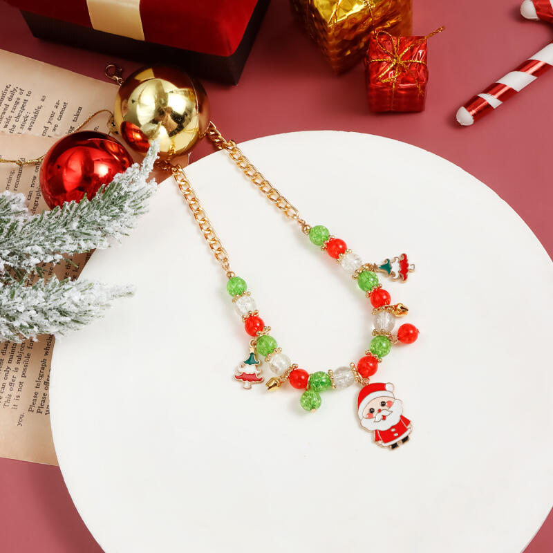 New Christmas Necklace Santa Claus Snowman Pendant Gift Unisex Festive Alloy Choker Holiday Party Jewelry Accessory
