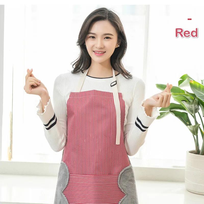 

Фартук-полотенце для взрослых, домашний комбинезон с полотенцами для рук, маслостойкий и водонепроницаемый кухонный утолщенный фартук красный