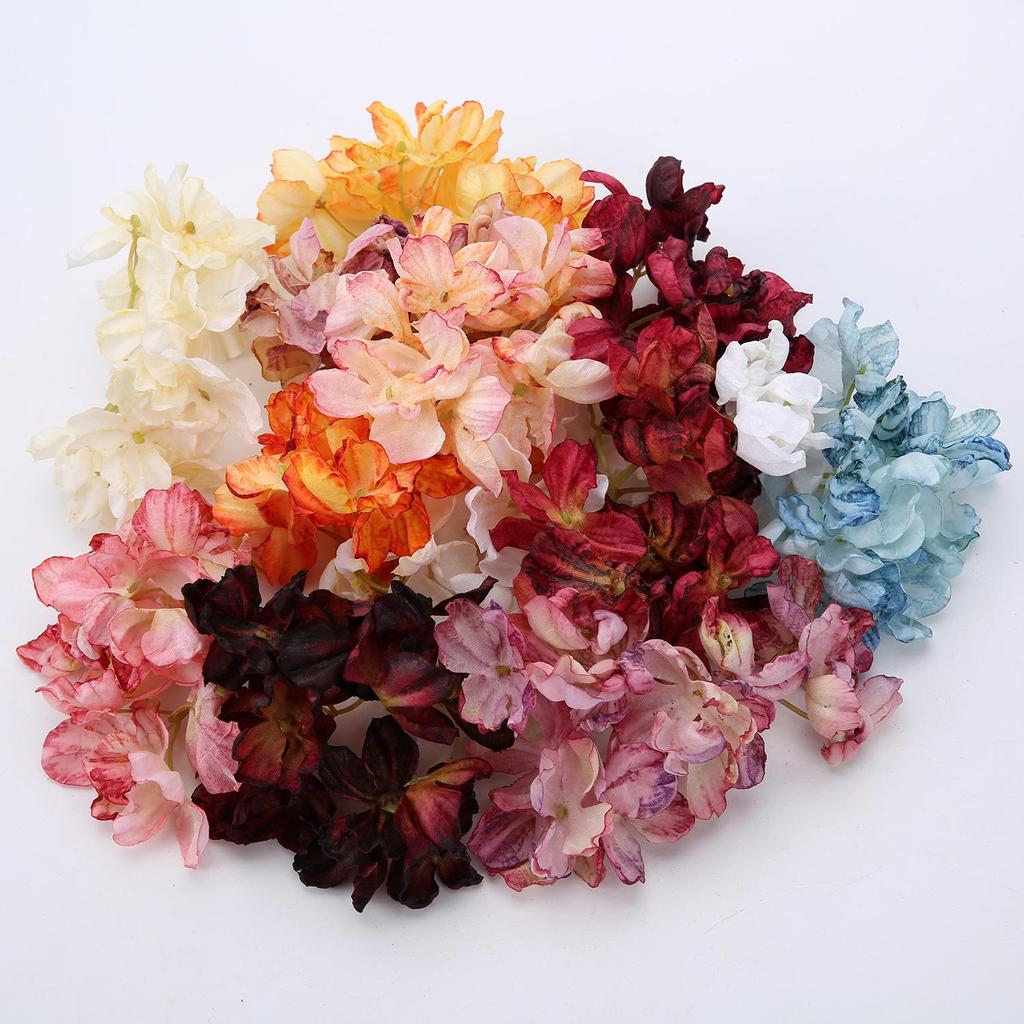 Vintage Burnt Edge Hydrangea Silk Flower Headdress & Corsage for Weddings and Home Decor