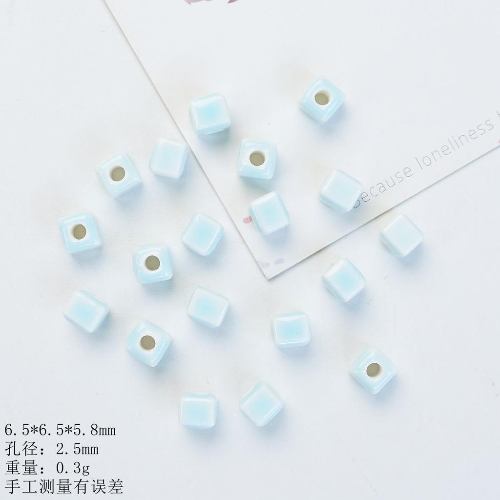 Small square loose beads handmade DIY bead material ceramic necklace bracelet beaded accessories