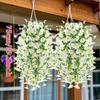 3 Artificial White Trumpet Flowers | Lifelike Hanging Flowers for Outdoor Faux Floral Arrangements | Suitable for Garden Decorations