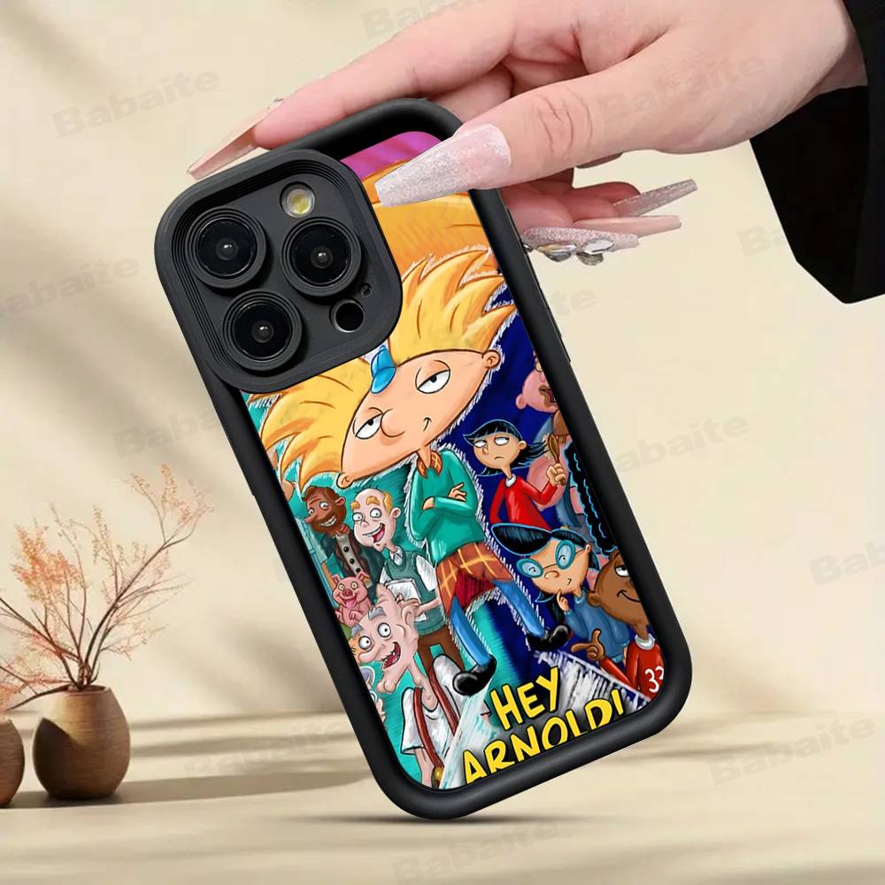 Hey A_Arnolds Cartoon For IPhone 17 Pro Max 16 15 14 13 12 11 Plus Black Soft Phone Cover