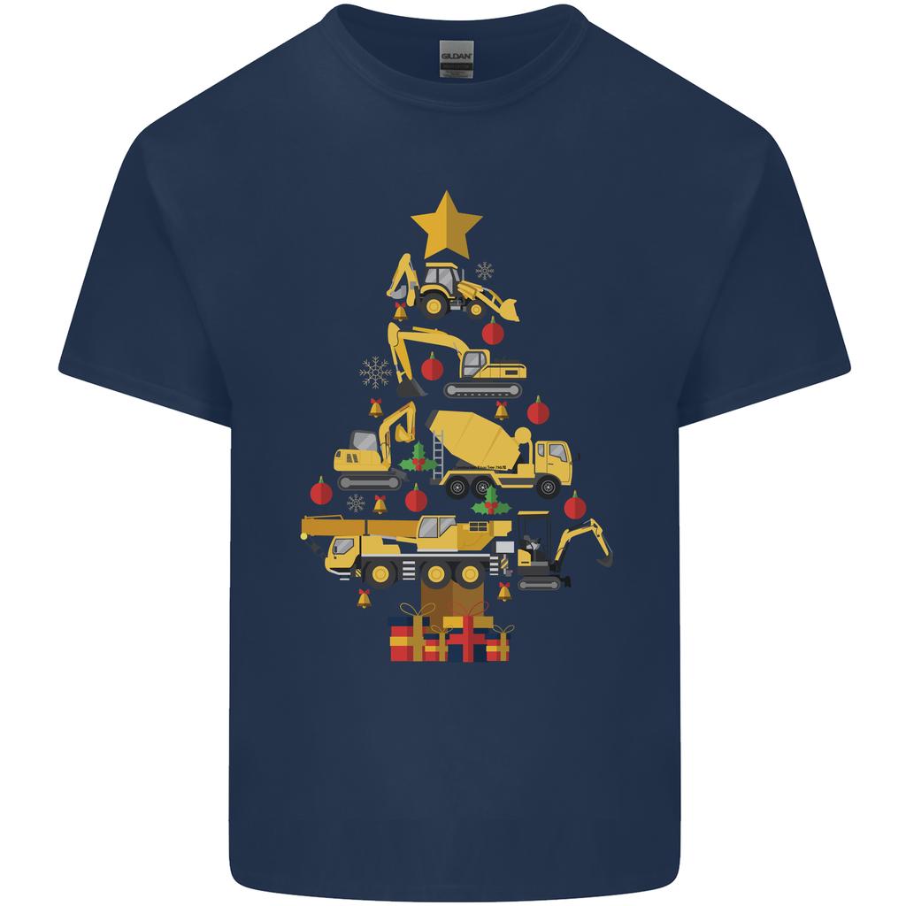 Construction Christmas Tree Digger Lorry Crane Unisexs Light Cotton TShirt