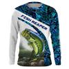 Bass Fishing Long Sleeve T-Shirt, Custom Name, Ideal for Fishing Lovers