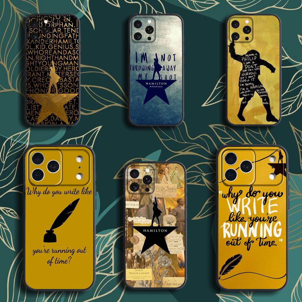 Hamilton Musical Lyrics Phone Case For iPhone 17,16,15,14,13,12,Pro,Max,Plus,E,SE4,Air,Mini Black Soft Box