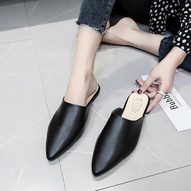 Fashion Woman Mules Shoes Outdoor Women Slippers Female Square Toe Shallow Low-heel Casual Shoes Comfortable Slippers Slides 2025 New