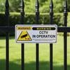 CCTV Metal Warning Sign 24 Hours Video Surveillance Board Strong Visibility for Outdoor Wall Fence