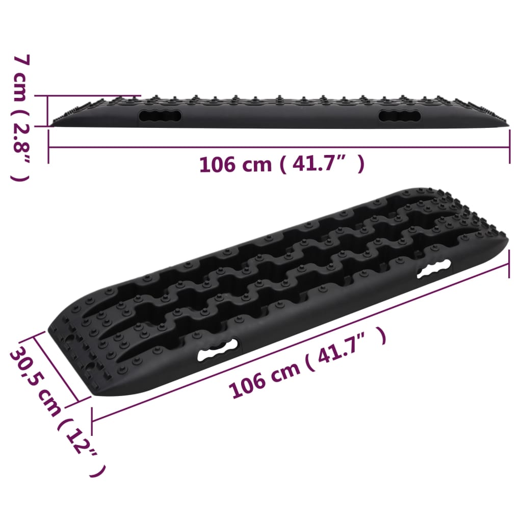 Traction Mats 2 pcs Black 106 x 30.5 x 7 cm Nylon