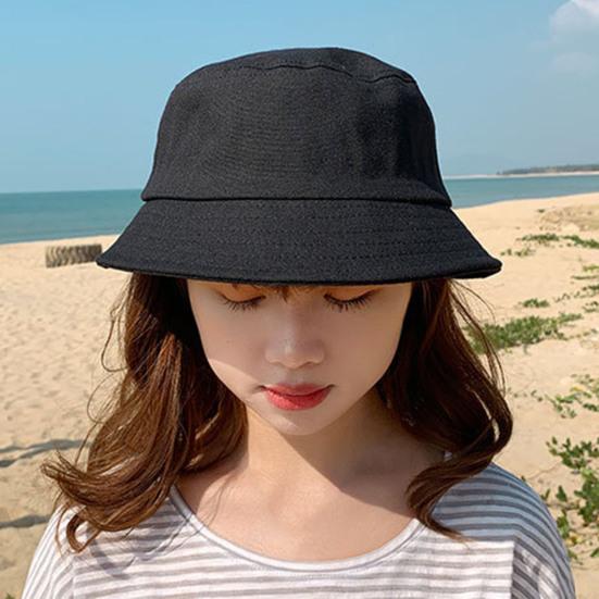 Wide Brim Round Dome Sunscreen Bucket Hat Unisex Summer Solid Color Fisherman Hat Fashion Accessories