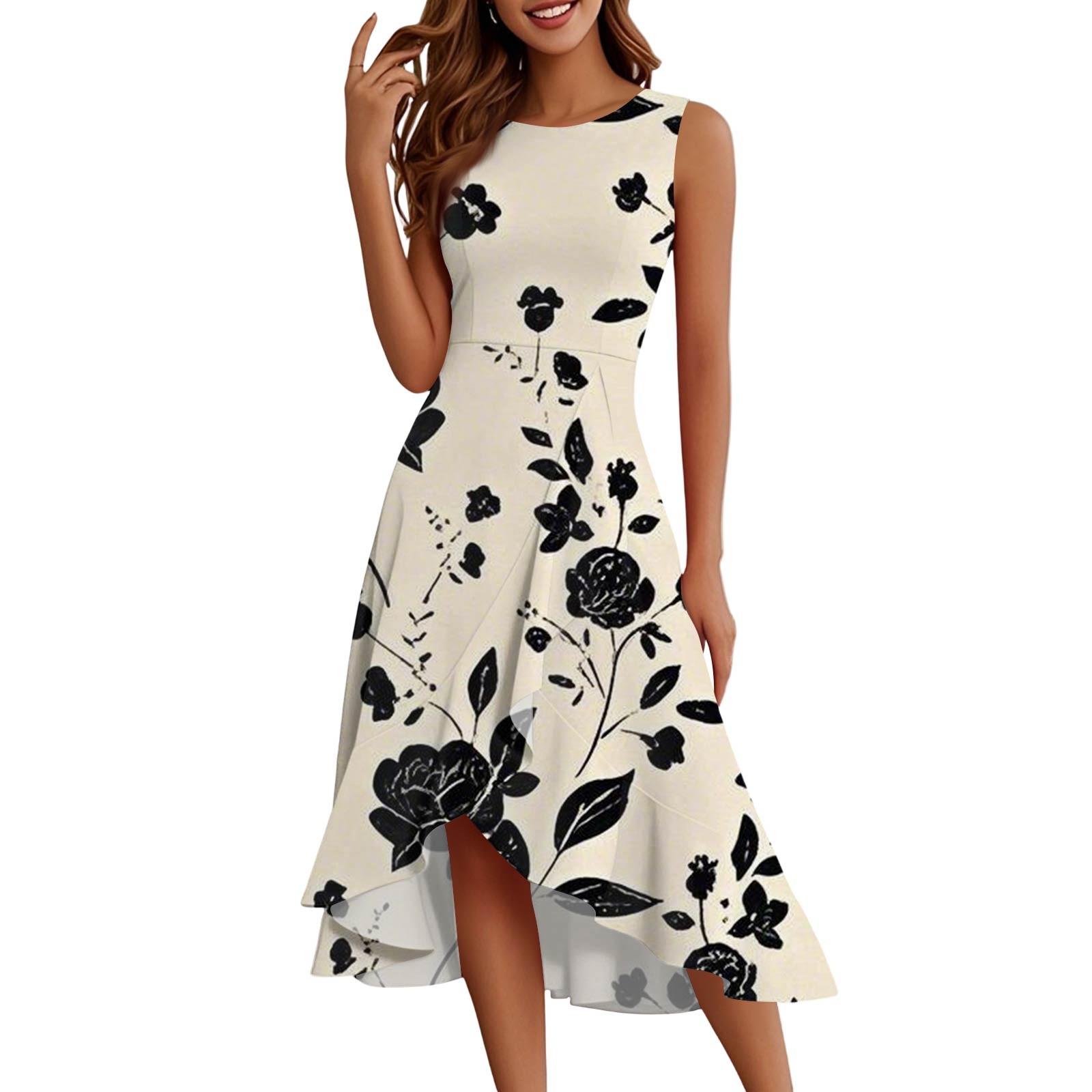 

Women s Fashion Casual Zipper Sleeveless Round Neck Elegant Temperament Ruffle Gown Dresses XXL хакі