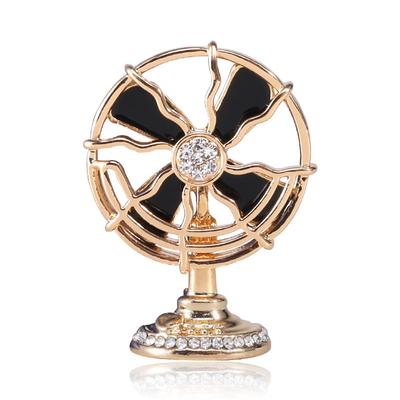 Fashion Creative Alloy Drip Electric Fan Brooch, Couple Corsage Suit Pin Accessories Versatile Collar Pin