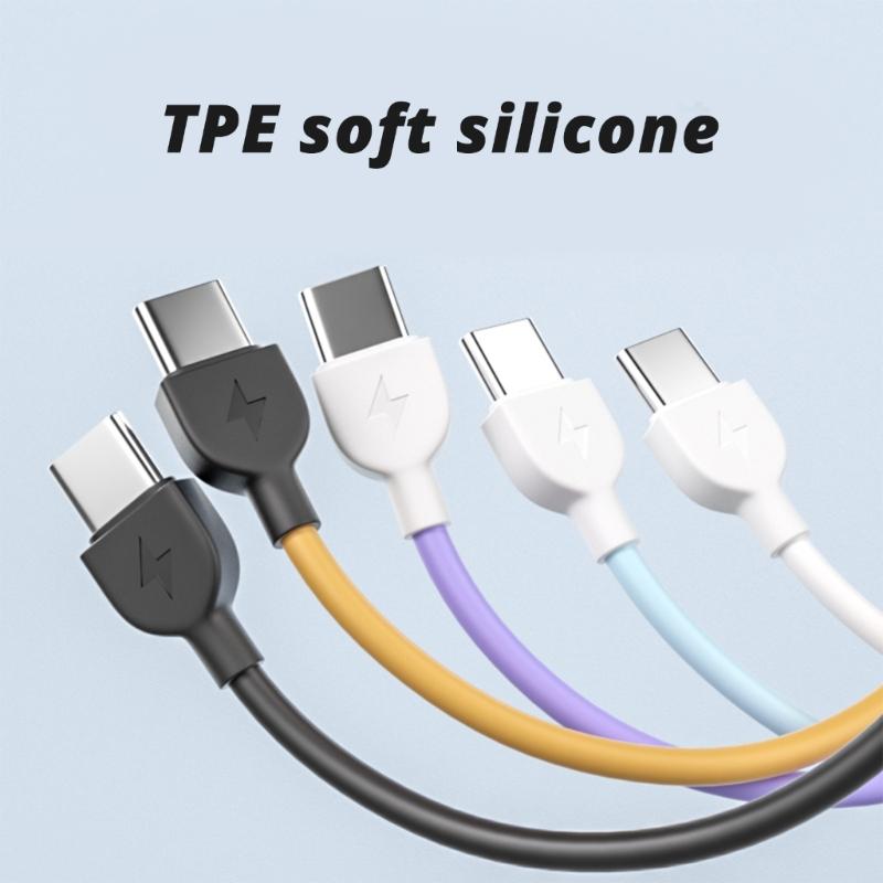 Short Type C To Type C Cable PD60W Fast Charging Wire Keychain Design for Phone 15/16 S24 Note 20 Phone 16.50cm/6.5inch