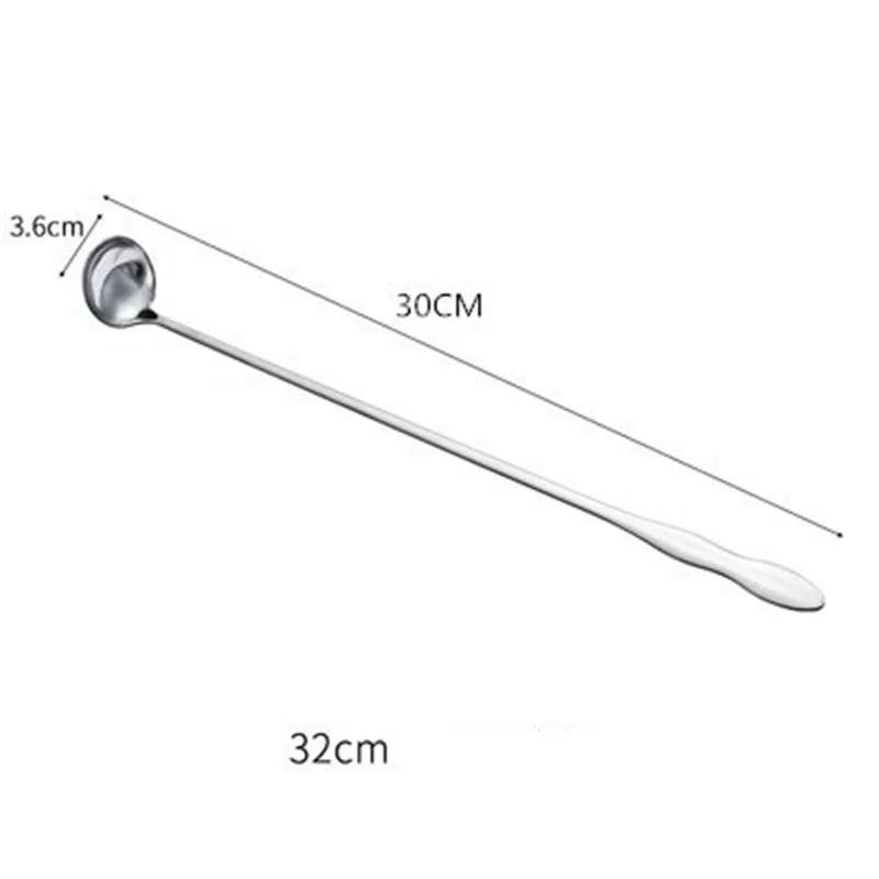 304 Stainless Steel Long Handle Mixing Spoon Small Seasoning Soup Coffee Seasoning Creative Ice Dessert Honey Spoon Hout