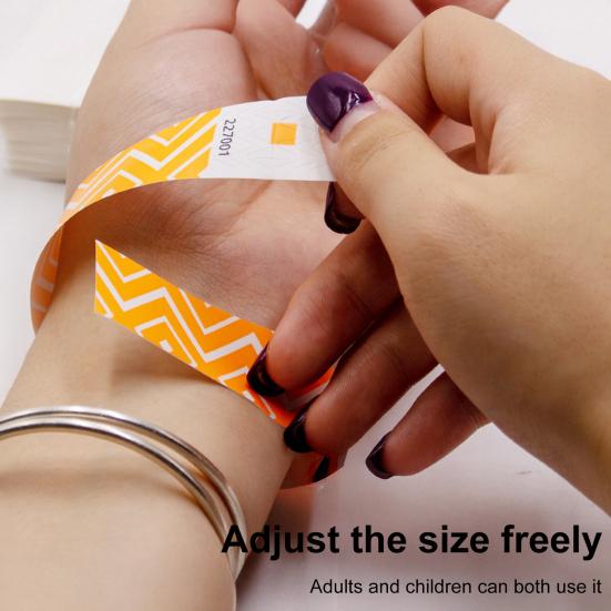 100 Pcs Disposable Paper Wristbands Fluorescent Adhesive Event Wrist Bands Party Favor ID Bracelets for Concerts Festivals