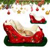 Soft Cotton Cat Bed Christmas Sleigh Shaped Pet Bed, Cozy Holiday Dog Sofa Anti‑Slip Base Washable Puppy Cushion, Sleeping for Small Medium