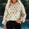 Women's Floral Print Loose Casual Long Sleeved Hooded Sweatshirt