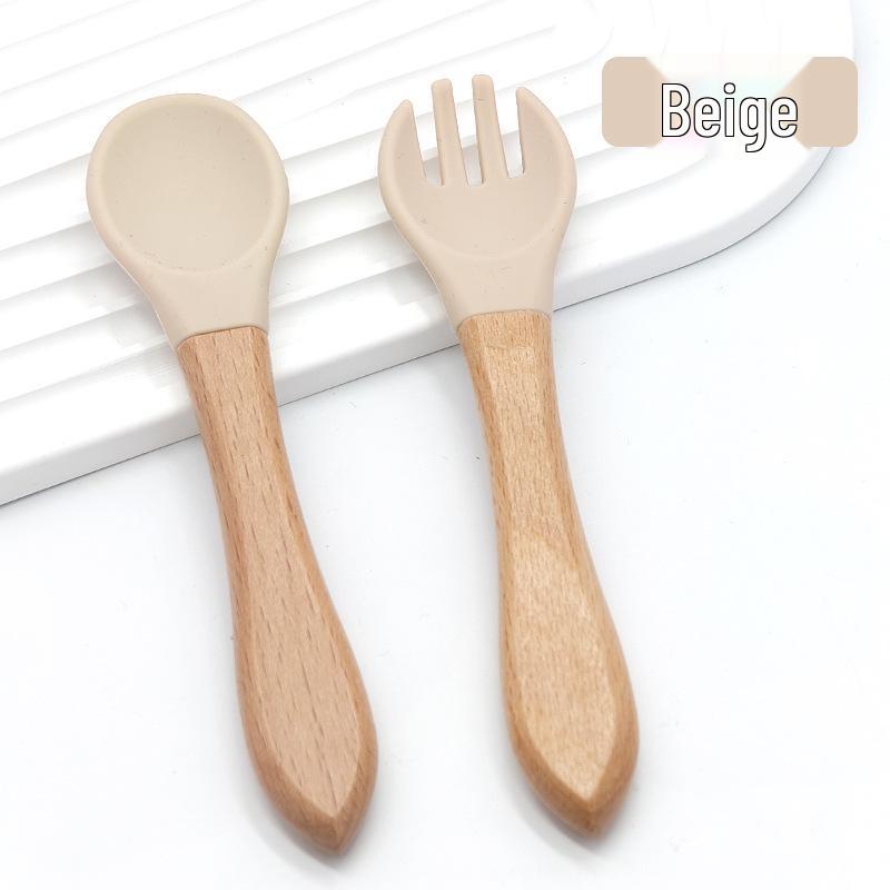 Kinder Silikon Babylöffel mit Holzgriff - Weich, Hitzebeständig, Lebensmittelgeeignet Gummi Fütterungsutensil für Säuglinge.